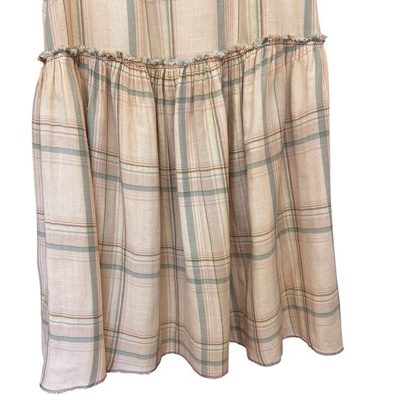 Free People Women’s Plaid Fever Midi Skirt Distressed Grunge Bohemian 90s Vibe 8 - Picture 7 of 12